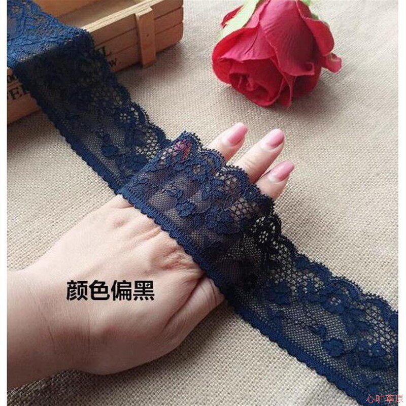 热卖多款深藏蓝色加宽厚有弹力蕾丝花边裙子袖口辅料装饰