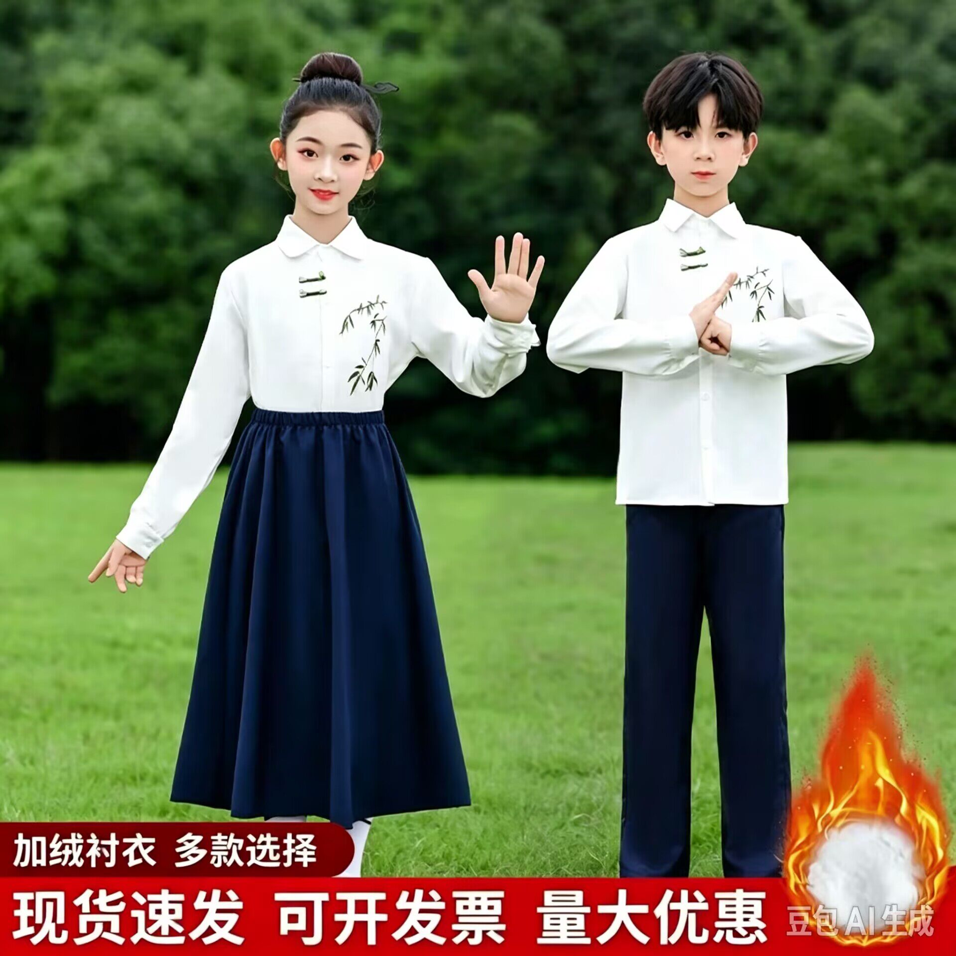 元旦儿童表演服新中式中小学合唱服国风朗诵歌咏比赛大合唱演出服