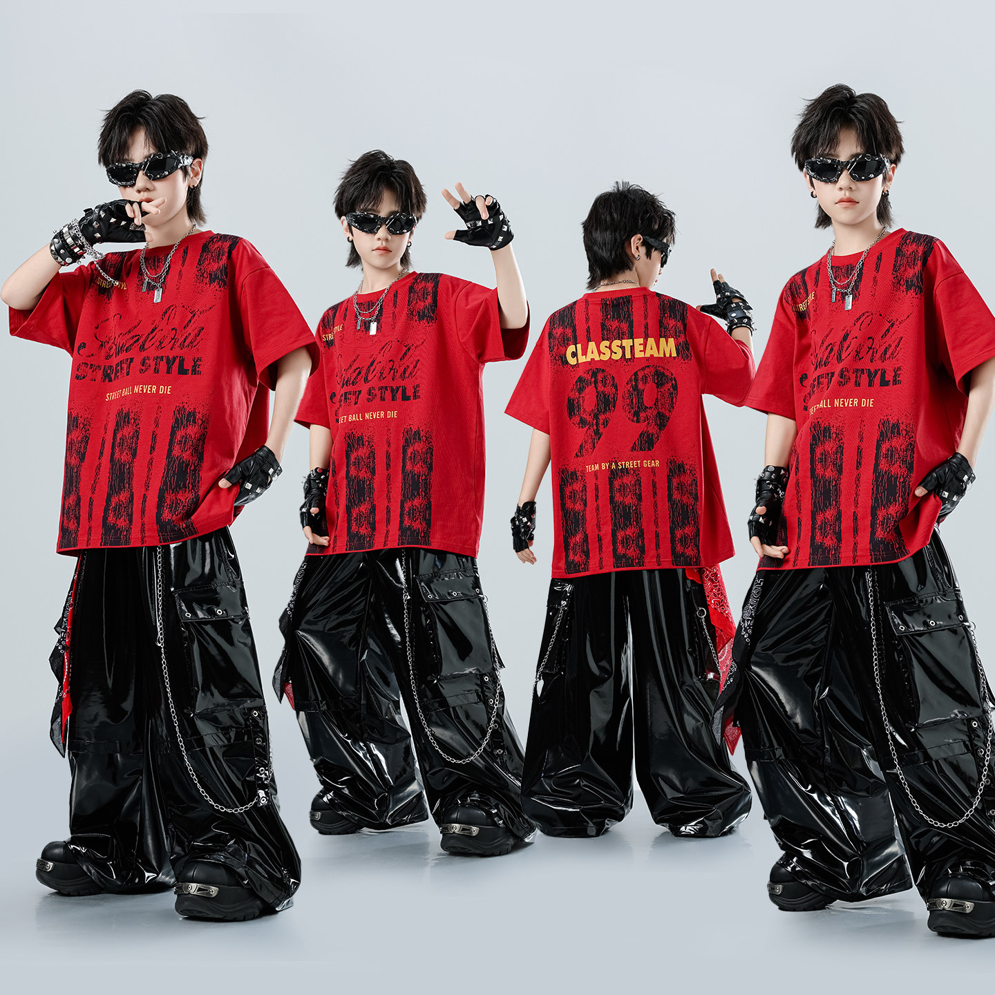 儿童hiphop街舞套装少儿嘻哈皮裤潮服男女童酷帅炸街架子鼓演出服