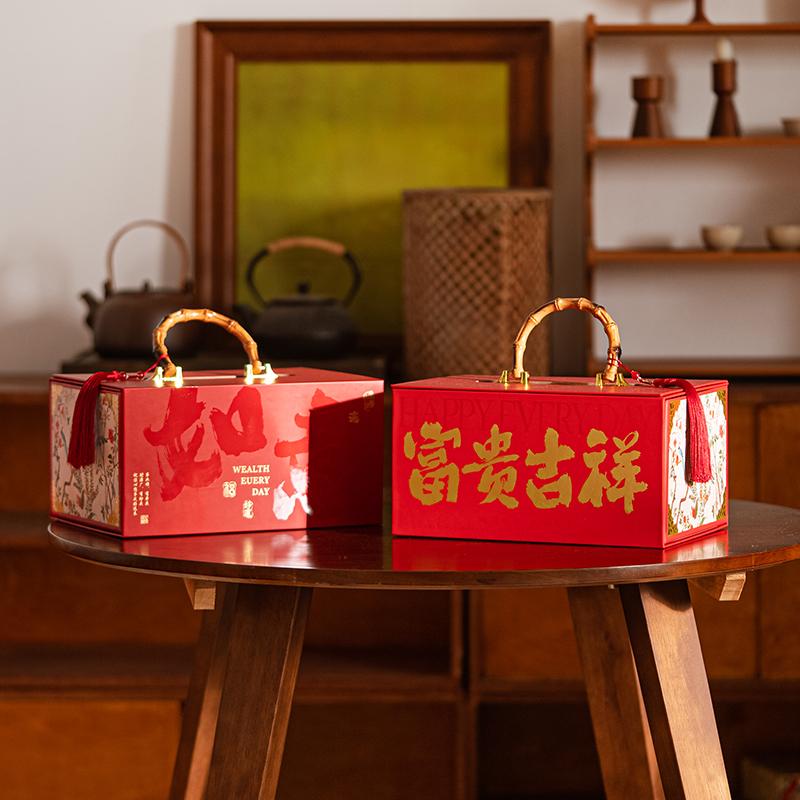 新年2025高档包装盒礼盒圣诞节烘焙饼干糖果空盒子手提定制