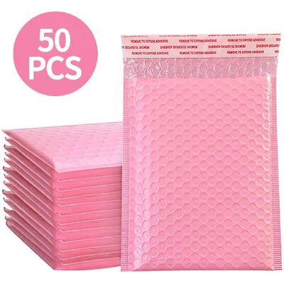50Pcs Pink Waterproof Bubble Mailers Padded Envelopes Lined