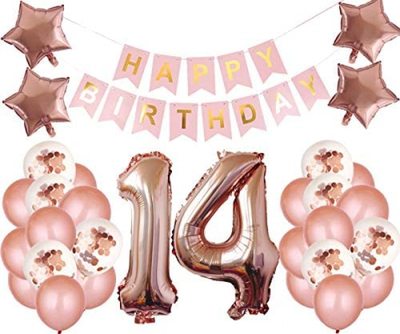 14th Birthday Party Decorations Kit Happy Birthday Banner wi