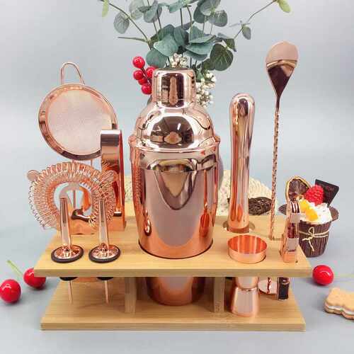 11pcs 750ML C75-11-WGD-34 Rose Gold Color Bartender Kit Wit