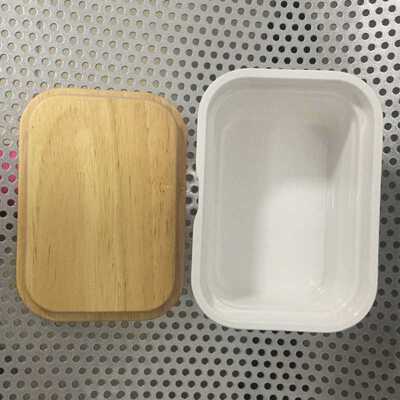 Butter Box Melamine Dish With Wood Lid Holder Serving Storag