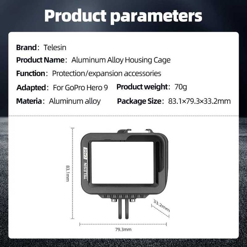 Aluminium Alloy Frame Case For GoPro 9 10 Double Clod Shoe W