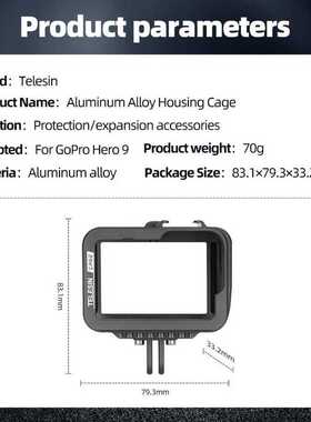 Aluminium Alloy Frame Case For GoPro 9 10 Double Clod Shoe W