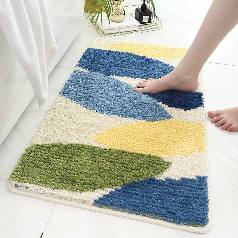 Honlaker Green Leaves Flocking Bath Mat Non-slip Absorbent M