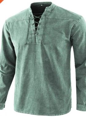 Men Knight Medieval Tunic Vintage Lace Up Renaissance Roman