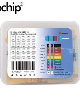 1R~10M resistor kit 1/4W 0.25W Metal Film Resistor Assorted