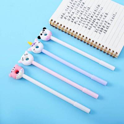 4pcs Cute Donuts Pen Ballpoint 0.5mm Black Color Gel Ink Pe