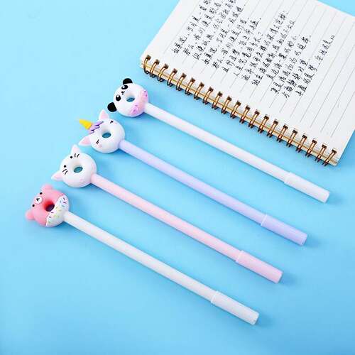 4pcs Cute Donuts Pen Ballpoint 0.5mm Black Color Gel Ink Pe