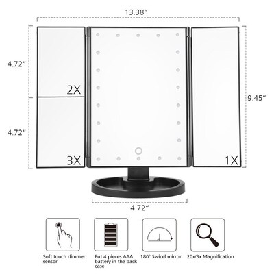 Electric LED Touch Screen 22 Light Makeup Mirror Table Deskt