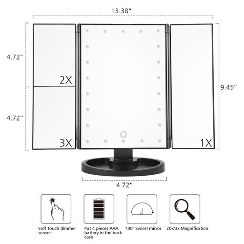 Electric LED Touch Screen 22 Light Makeup Mirror Table Deskt