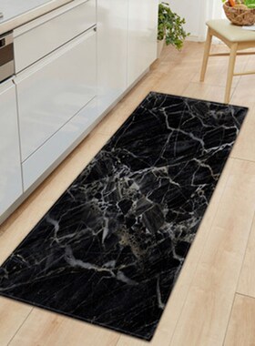 Long non-slip kitchen mat welcome mat black white marble pri