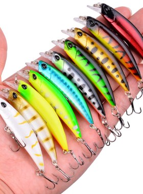 10pcs Laser Slow Minnow Fishing Lure Set 4g 7cm Wobblers Cra
