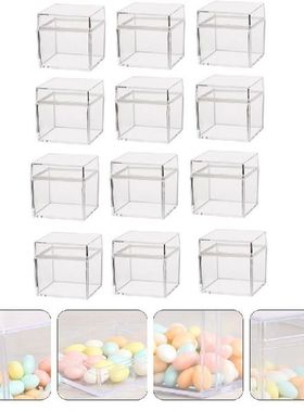 24Pcs Square Plastic Boxes Packing Boxes Transparent Candy