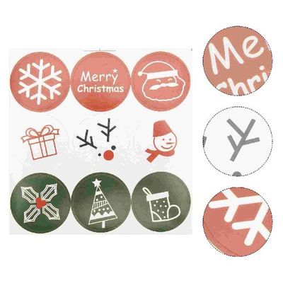 Christmas Stickers Label Bag Sealing Envelope Round Merry