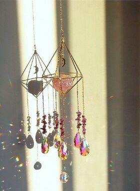 Crystal Windchimes Sun Catcher Star Moon Pendant Hexagon