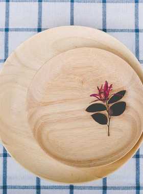 Rubber Wood Plate Roundness Fruit Dishes Dinner Plate Fast F