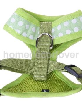 Pet Dog Puppy Polka Dots Pattern Green Soft Mesh Harness