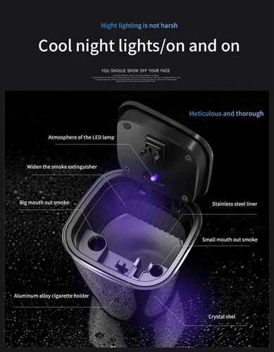 Car Ashtray With Blue LED Light Metal Liner For BMW M E90 E9
