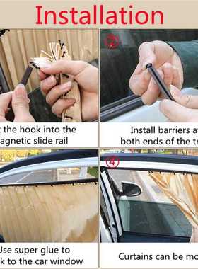 4Pcs Car Curtains Side Window Sunshade Magnetic Slide Retrac