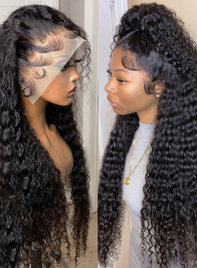 30 40 Inch Brazilian Water Wave Curly 13x4 13x6 Lace Front H