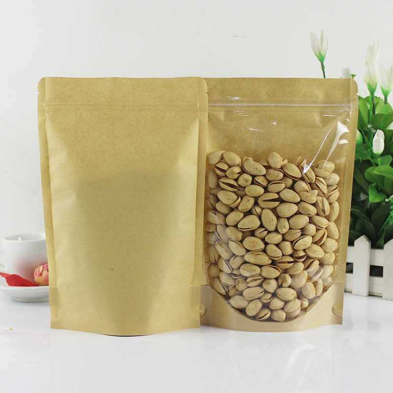 HARDIRON Thickened Front Transparent Kraft Paper Bag Nut Te