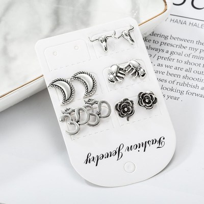 Women Earrings Set Elephant Bull Moon Rose Earring For Wome