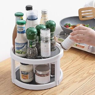 Pantry Cabinet Turntable Kitchen Storage Tray 2 Tier Round