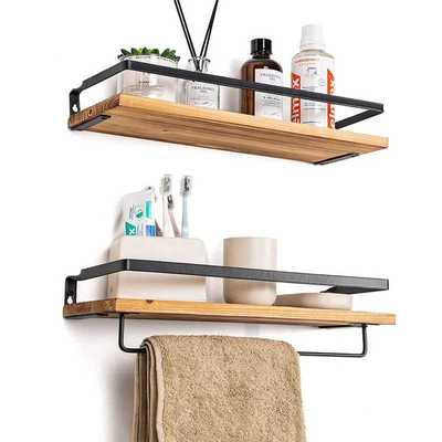 Wall Shelf Wooden Storage Rack Holder Bathroom Storage Shelf