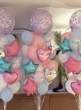 36inch Transparent Gold Silver Confetti Balloons 18inch Star