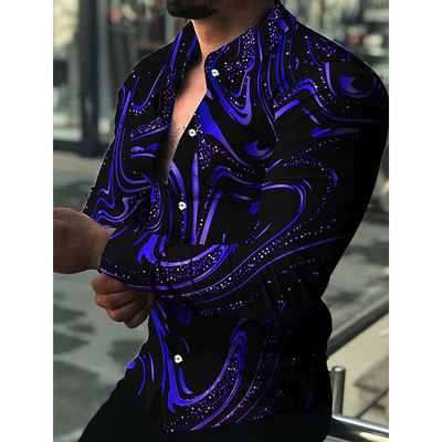 Fashion Luxury Men Shirts Single Breasted Shirt Casual Purpl