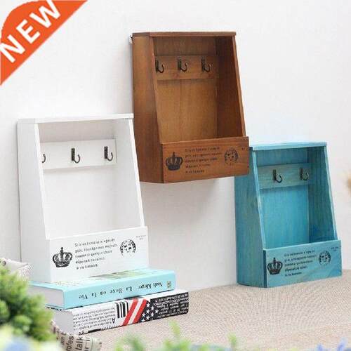 Wooden Key Mail Holder Wall Mounted Mail, Equipped With 3