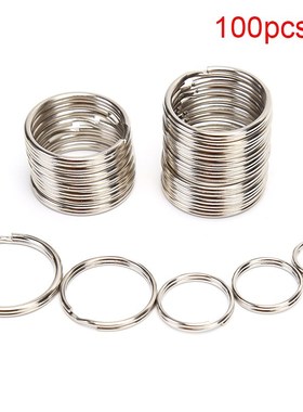 100PCS Stainless Steel DIY Polished Split Ring Keyrings Key