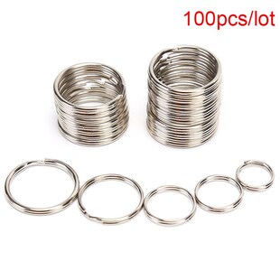100PCS Stainless Steel DIY Polished Split Ring Keyrings Key