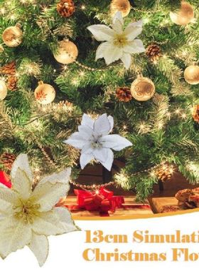 Bunga Natal dengan Perbatasan Emas Bunga Glitter untuk