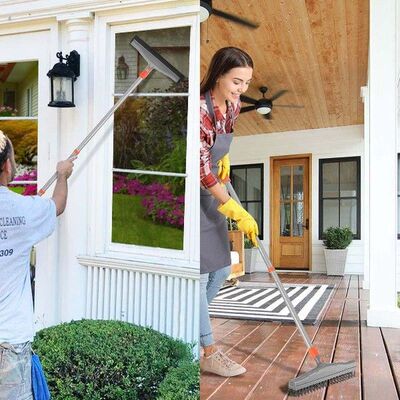 Baban 2 in 1 Steel Long Handle Scrubber Floor Brush Scrub