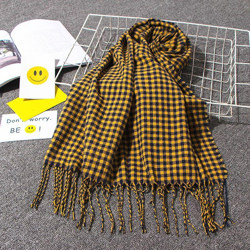 .Chequer Scarf Imitated Cashmere Tape Scarf Muffler 围巾