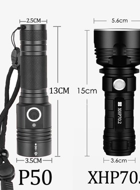 Powerful LED Flashlight xhp70.2 250000cd torch SB Rechargeab
