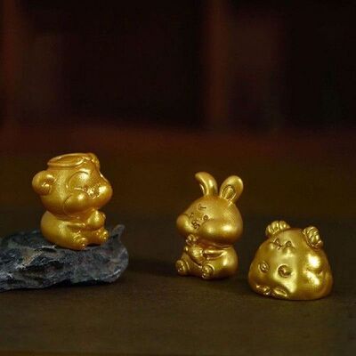 Zodiac Animal Ornament Cute Home Decor Rat Golden Resin