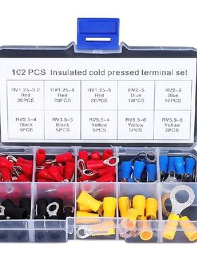 102 Pcs Insulated Ring Type Copper Crimp Terminals Wire