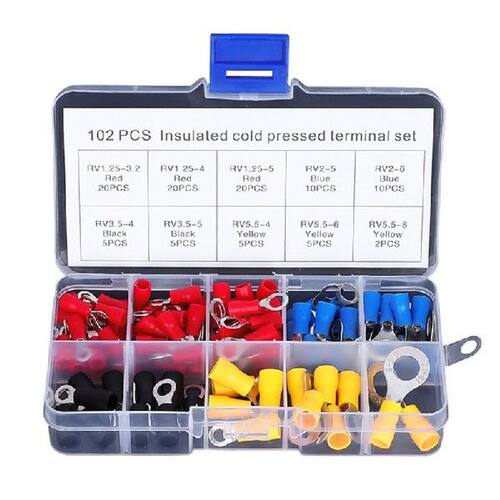 102 Pcs Insulated Ring Type Copper Crimp Terminals Wire