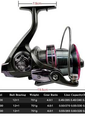 9000-12000 Metal Spool 12+1 Ball Bearings Feeder Carp Fishin