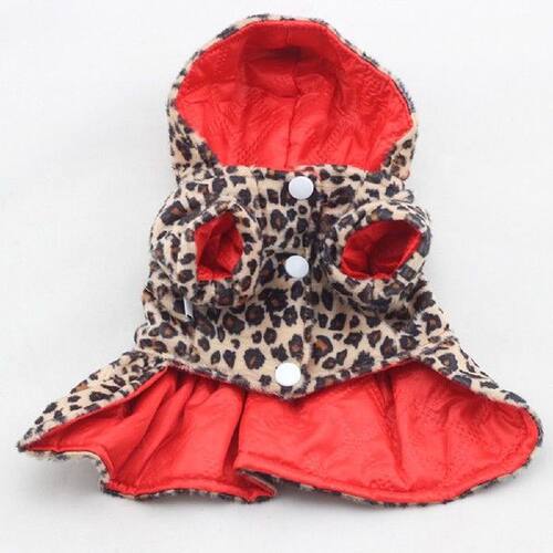 Warm Dog Coats Pets Leopard Pattern Tutu Coat Dress Puppy