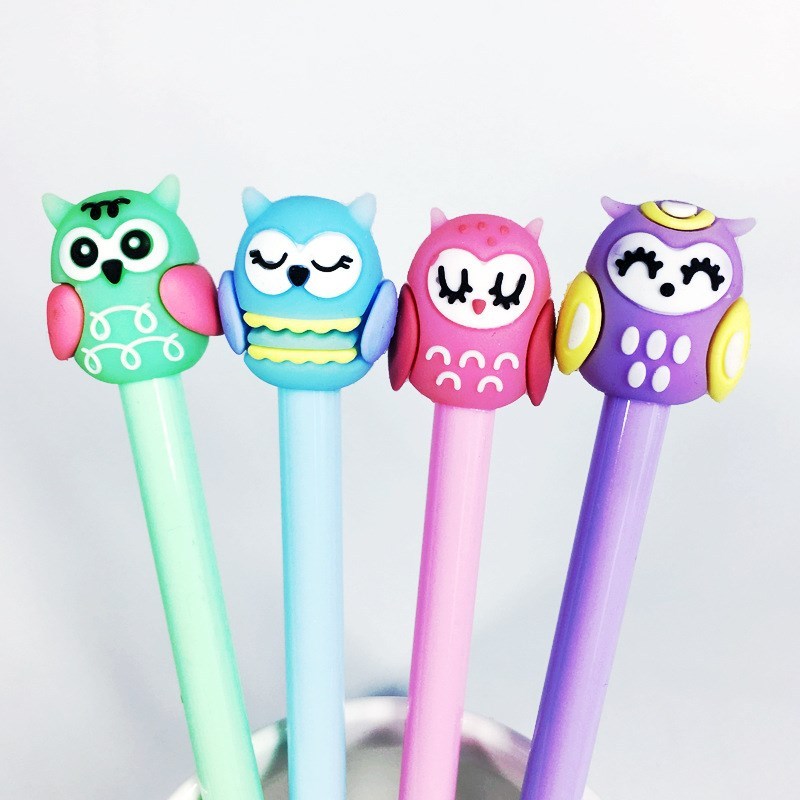 24 pcs New creative cartoon owl gel pen cute student signatu