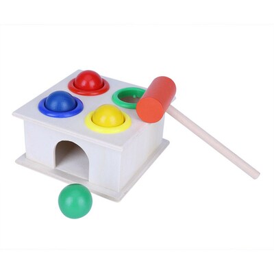 Kids Noise Maker Wooden Hammer Toy Baby Colorful Hammering