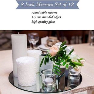 Round Acrylic Mirror Tray 8inch Circle Candle Mirror Plate