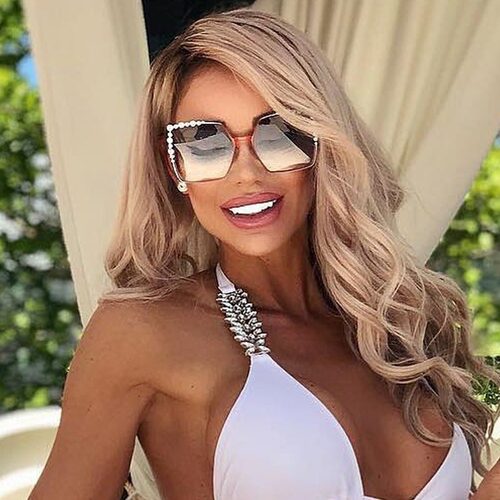 Oversized Square Sun Glasses Ladies 2022 New Luxury Pearl Su
