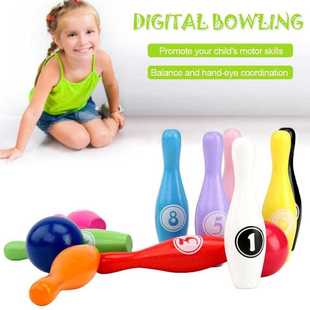 Colorful Standard 12 Piece Bowling Set w/ 10 Pins, 2 Bowling